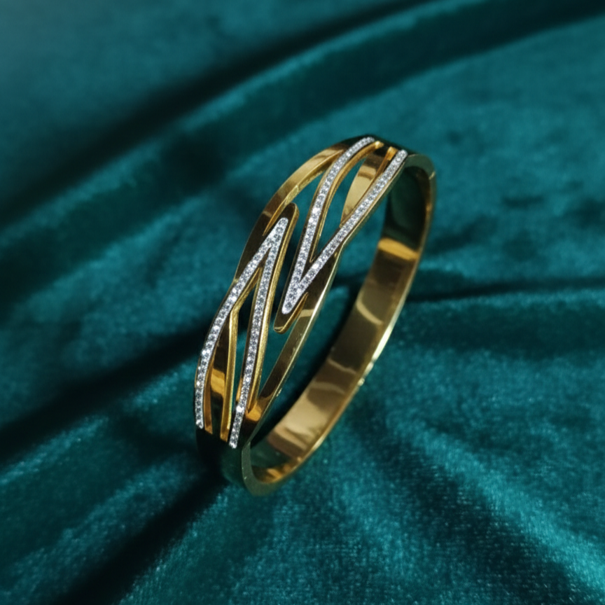 Gold Finish Anti Tarnish AD Stone Adjustable Bracelet