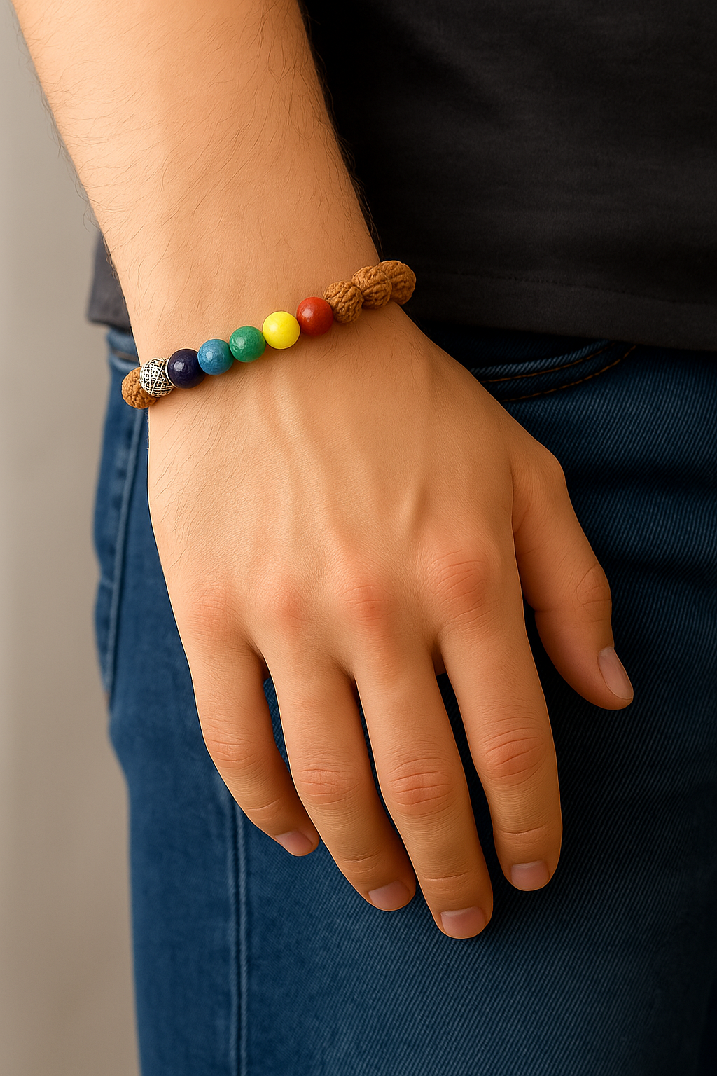 Rudraksha Bracelet With Multicolored Stones – Luck Bracelet