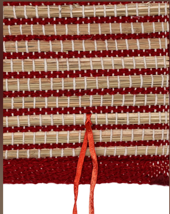 Red Kusha Grass & Wool Aasan for Puja, Meditaion & Japa