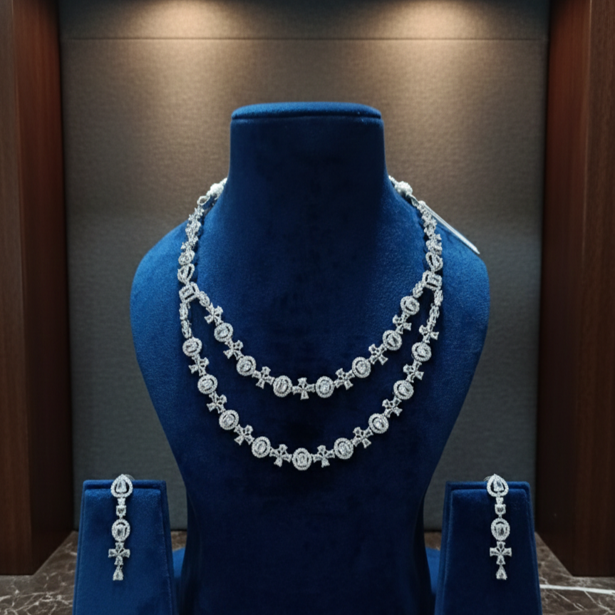 Real AD Stone Necklace - Bridal Set