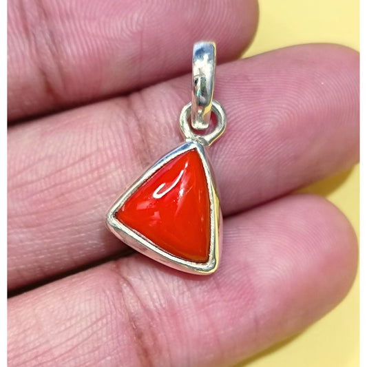 Triangle Red Coral – Trikon Lal Moonga - 5 Ratti in Copper or Silver Metal