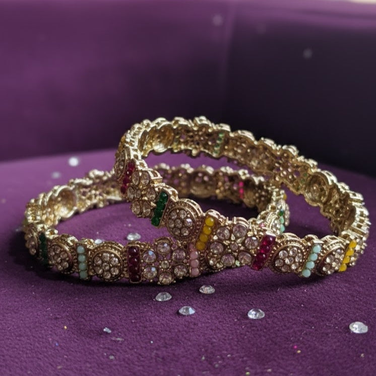 Antique Look Bangles With Premium AD Work