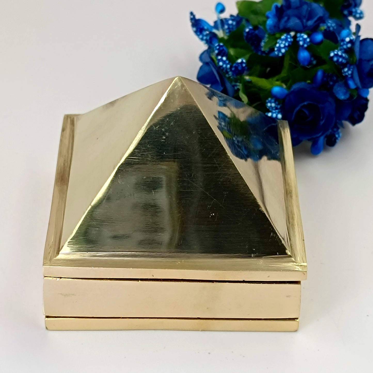 Vastu Correction Energized Brass Pyramid - Brass Made - 4 By 4 Inches - 850gm