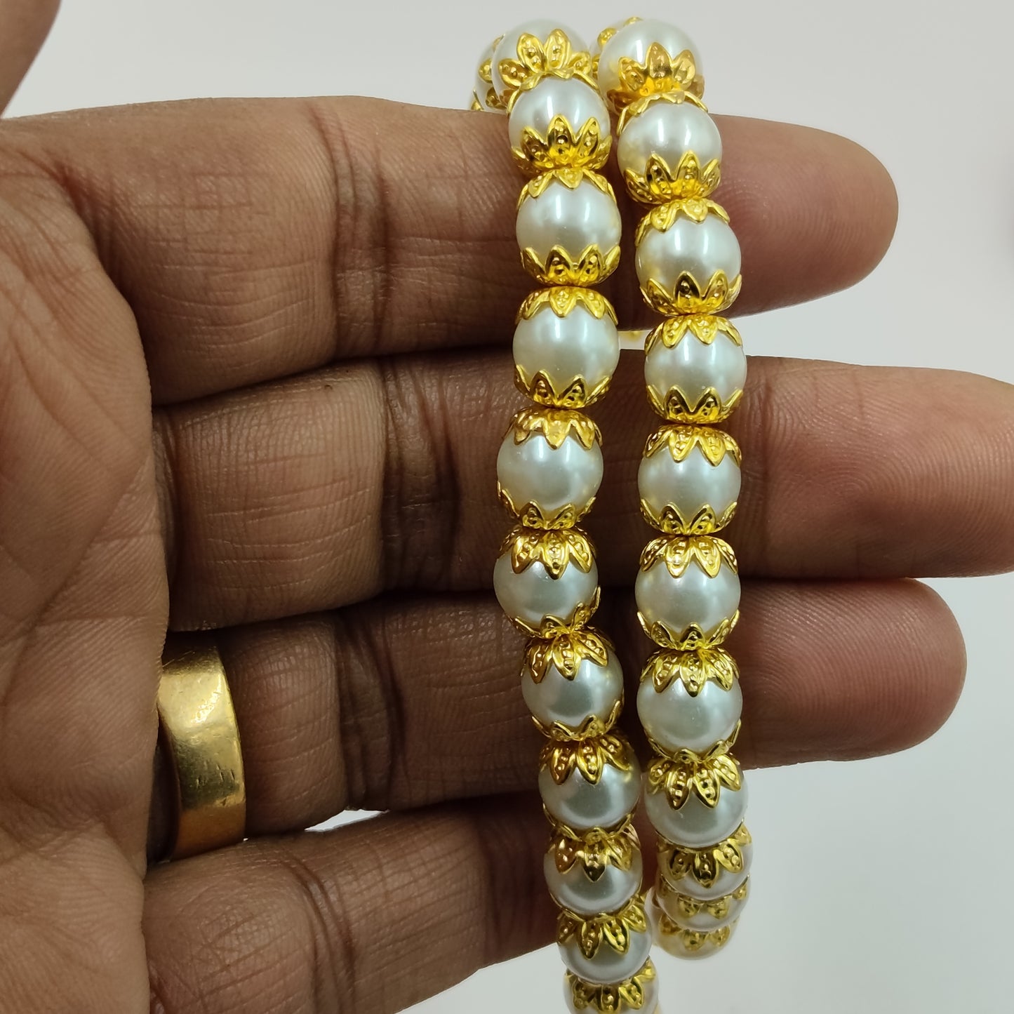 Real White Pearl Mala - 7mm Beads 18 Inches Gold Plated For ladies