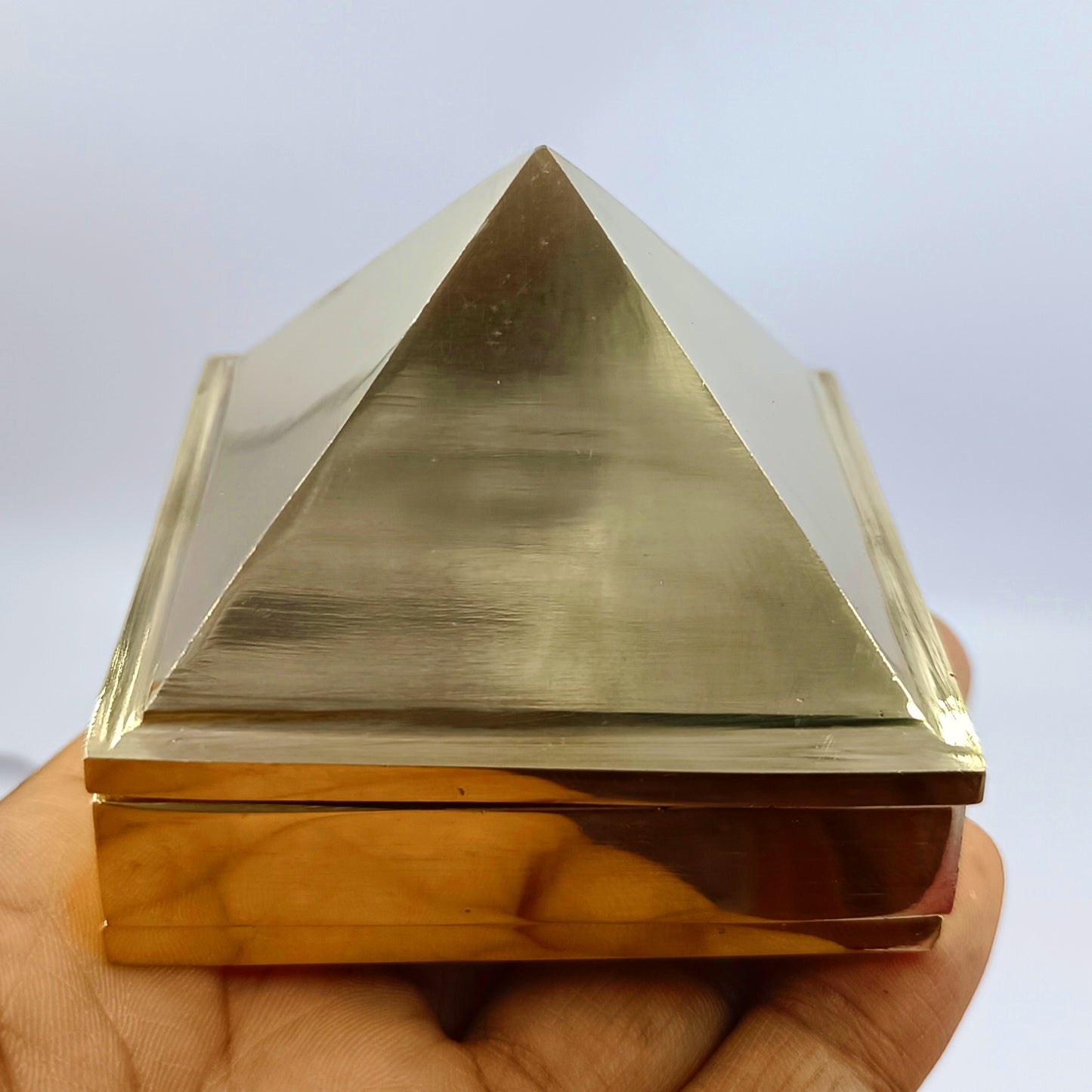 Vastu Correction Energized Brass Pyramid - Brass Made - 4 By 4 Inches - 850gm