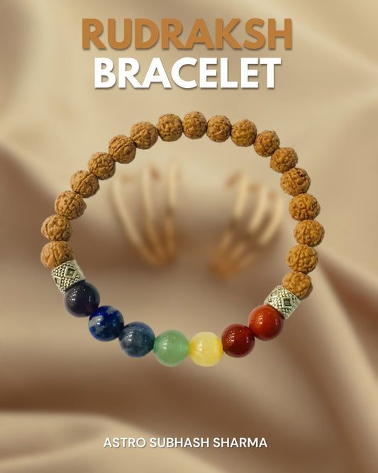 Rudraksha Bracelet With Multicolored Stones – Luck Bracelet