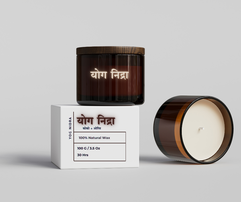 ध्यान,आनंद, योग ,योग निद्रा | Aromatherapy Scented Candles Set of 4