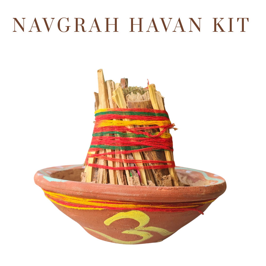 Navgrah Shanti Havan Kit | Complete Sacred Fire Ritual Set | Gangajal, Ganga Ki Reti, Akshat & Desi Ghee Included