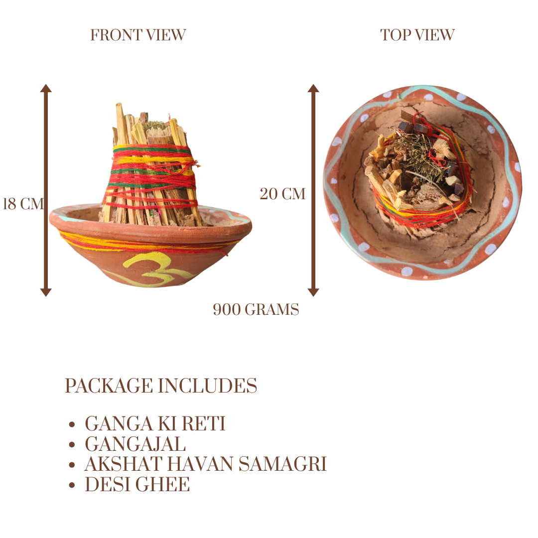 Navgrah Shanti Havan Kit | Complete Sacred Fire Ritual Set | Gangajal, Ganga Ki Reti, Akshat & Desi Ghee Included
