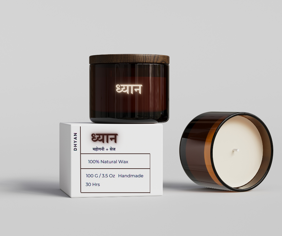 ध्यान,आनंद, योग ,योग निद्रा | Aromatherapy Scented Candles Set of 4
