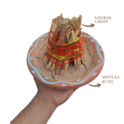 Navgrah Shanti Havan Kit | Complete Sacred Fire Ritual Set | Gangajal, Ganga Ki Reti, Akshat & Desi Ghee Included