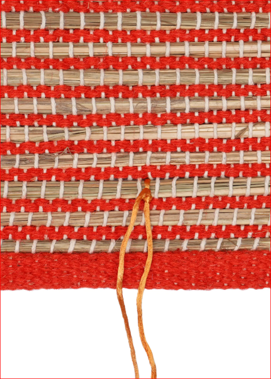 Orange Kusha Grass & Wool Aasan for Puja, Meditaion & Japa