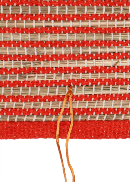 Orange Kusha Grass & Wool Aasan for Puja, Meditaion & Japa