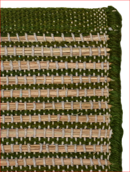 Green Kusha Grass & Wool Aasan for Puja, Meditaion & Japa