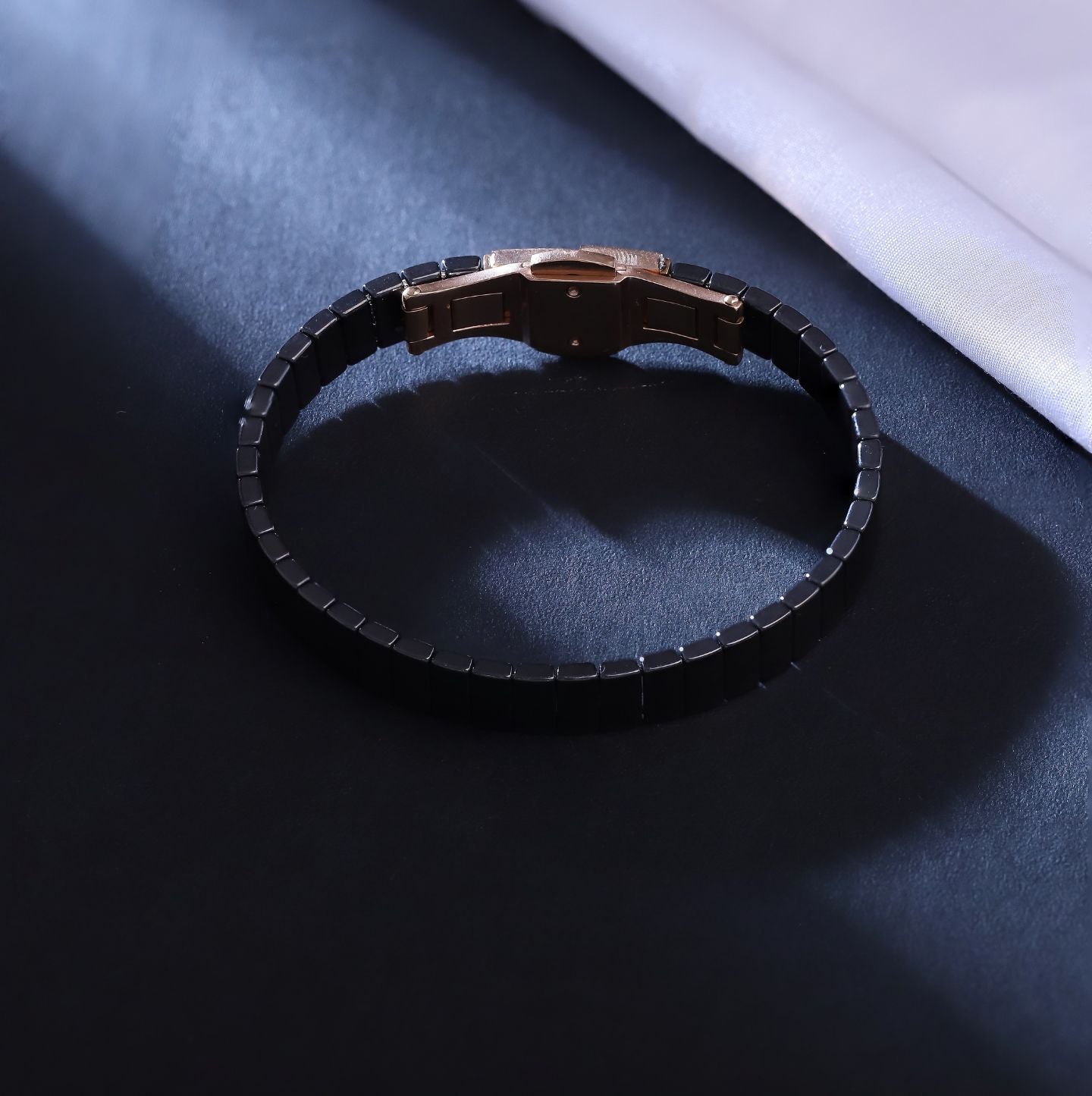 Stylish Bracelet For Men - Protection From Negative Energies - Stainless Steel & Black Ceramic