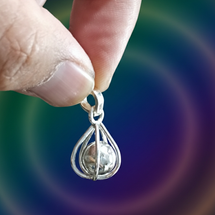 Silver Cage Ball Locket For Rahu – Pinjra Goli