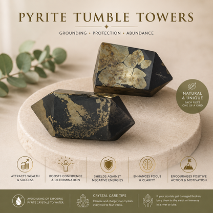 Pyrite Crystal Tower – Natural Wealth, Protection & Confidence Stone
