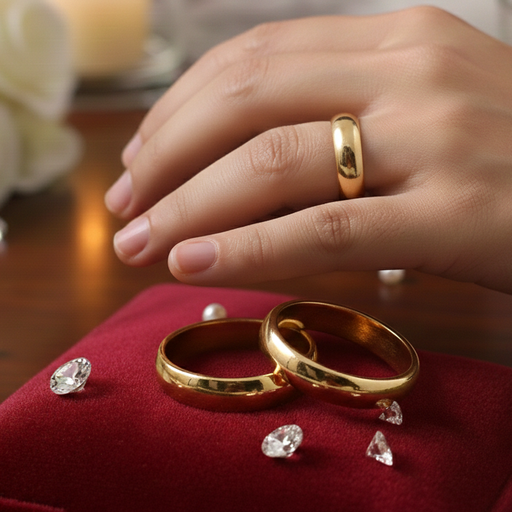 Tridhatu Mangal Challa – Trimetal Ring – Teen Dhatu Challa - Gold Mix