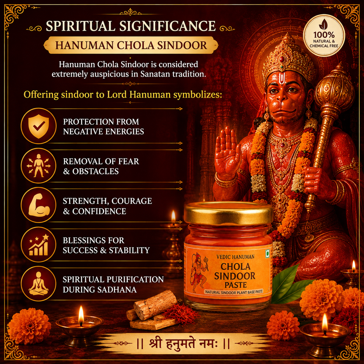 Vedic Hanuman Chola Sindoor Paste 30G  - Natural Sindoor Plant Base Paste