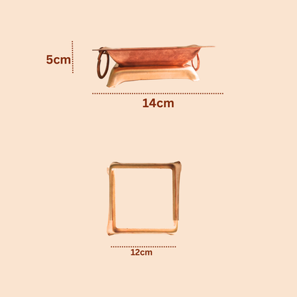 Copper Havan Kund - 5 Piece Set - Stand, Panchpatra, Achmani, Plate for Havan