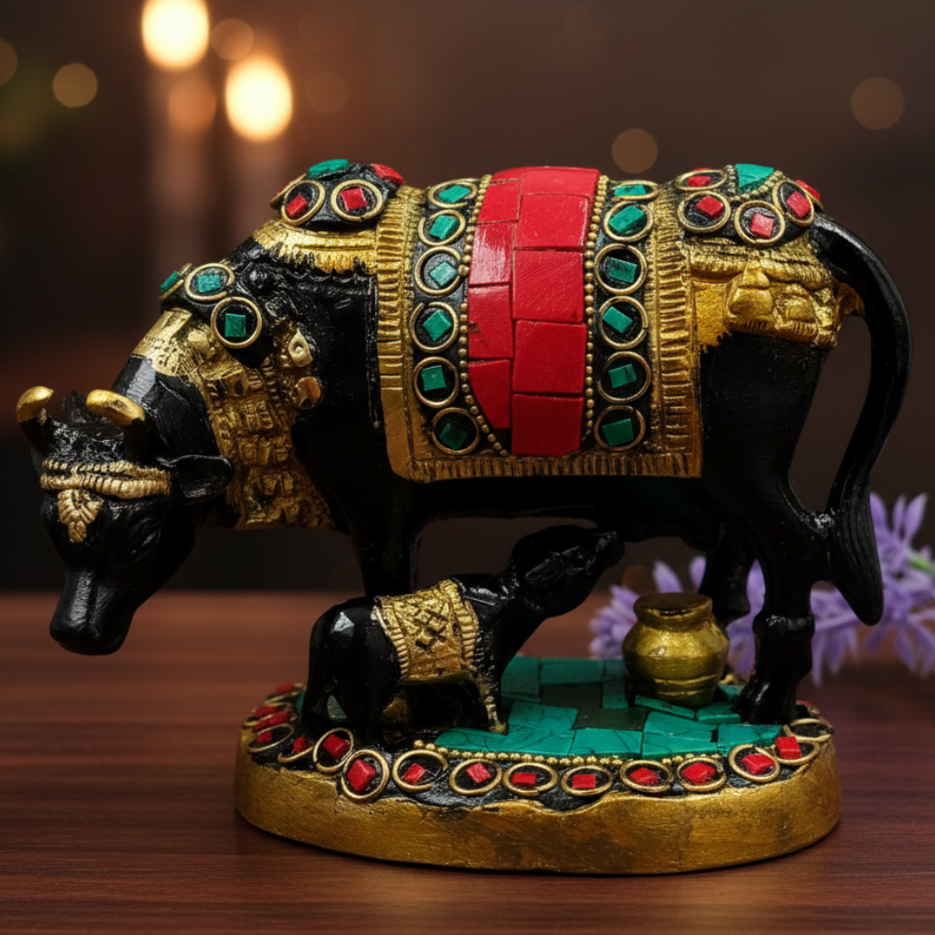 Kamdhenu Brass Made - Colored Decorative Stones - 1 Kg weight Black Color