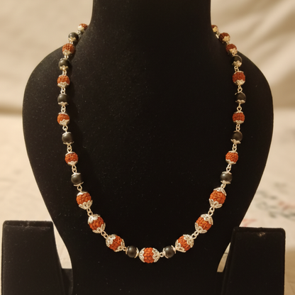 Karungali Mala - Silver Plating Metal Cap - 7mm 54 Beads