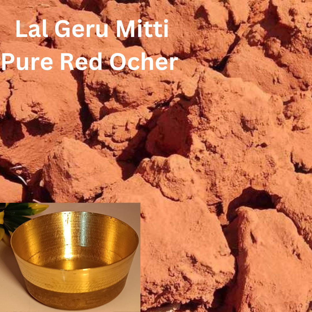 Red Ocher Mud - Lal Geru Mitti - Set of One Bronze Katori With Mud