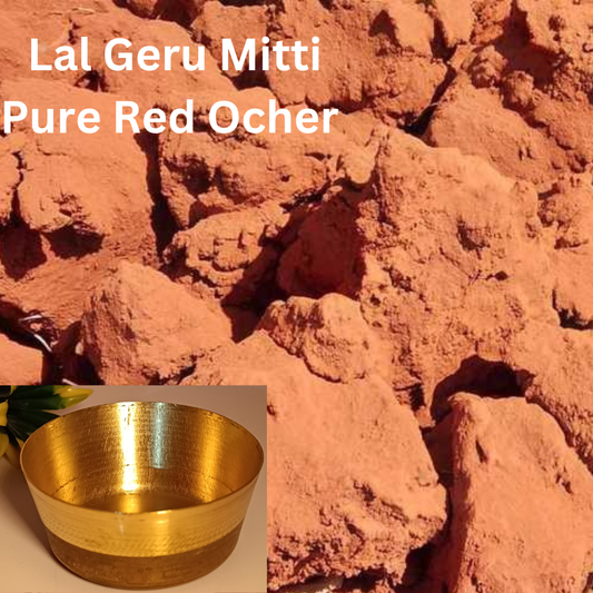 Red Ocher Mud - Lal Geru Mitti - Set of One Bronze Katori With Mud