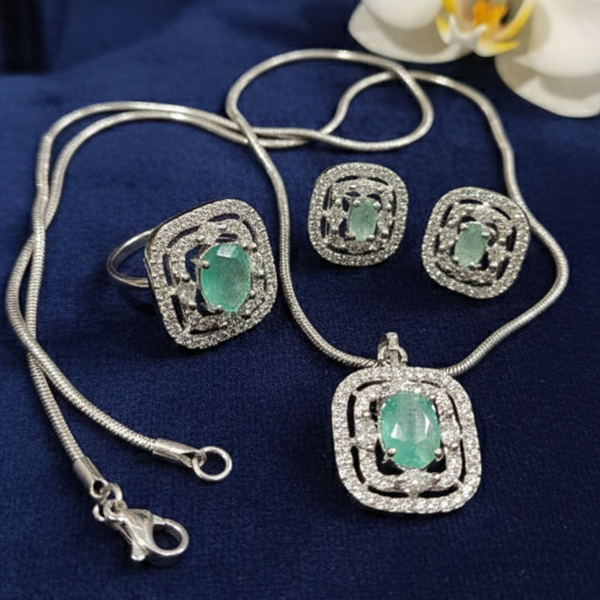 Mint Green With AD Premium Set