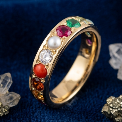 Navratna - Navgrah Ring or Locket - Nine Planets Gemstone Panchdhatu