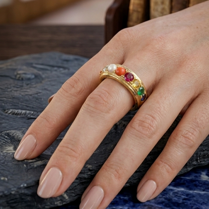 Navratna - Navgrah Ring or Locket - Nine Planets Gemstone Panchdhatu