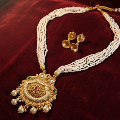 White Pearl Necklace Antique Design