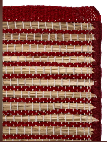 Red Kusha Grass & Wool Aasan for Puja, Meditaion & Japa