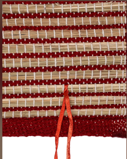 Red Kusha Grass & Wool Aasan for Puja, Meditaion & Japa