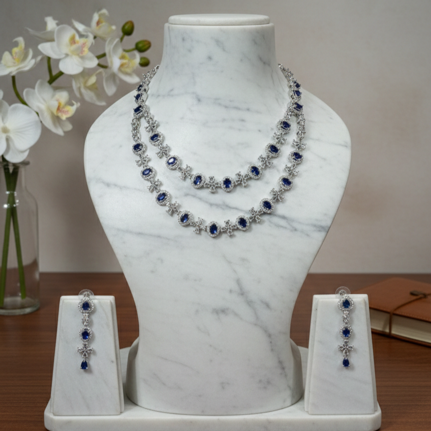 Real AD Stone Necklace - Bridal Set