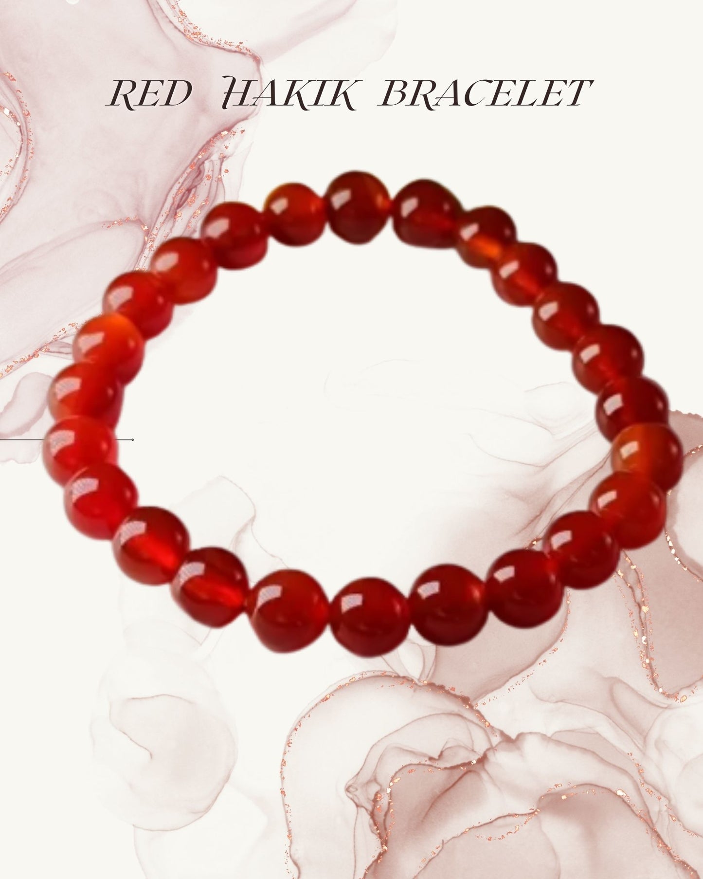 Red Hakik bracelet on a decorative background with floral elements