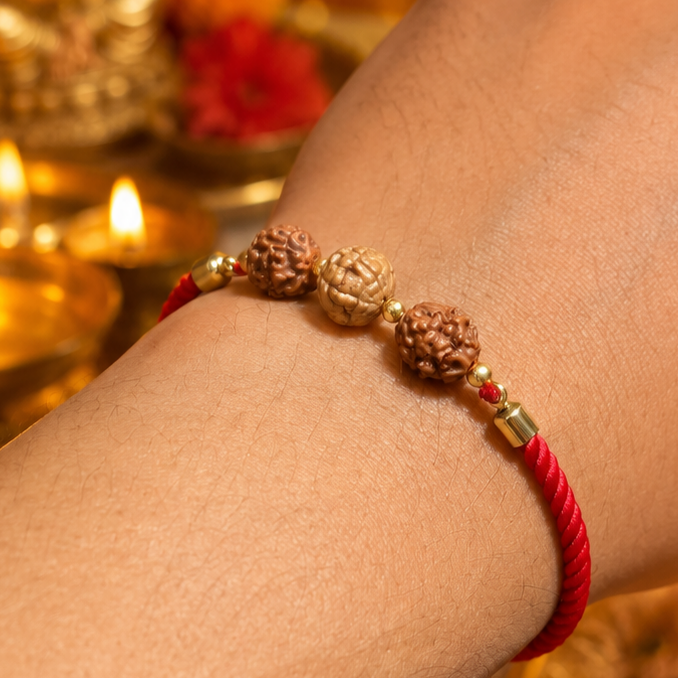 Pavitra Rudraksha Rakhi + Free 20gm Kashi Chandan & Akshat Kumkum