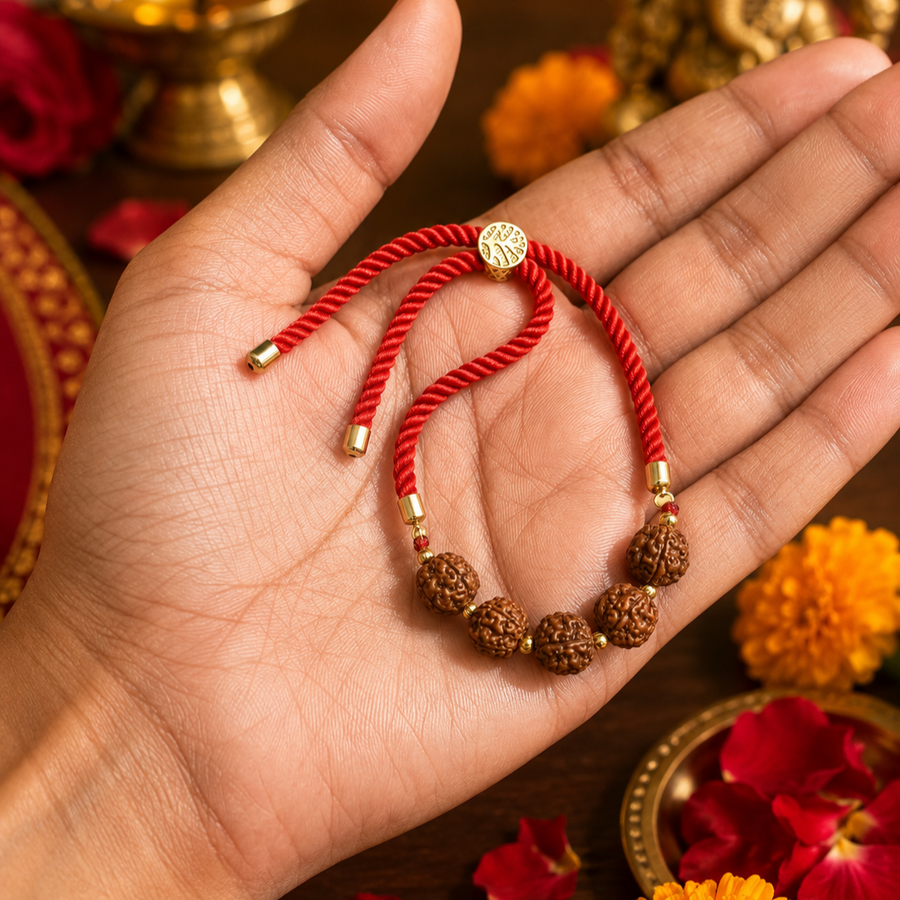 Pavitra Rudraksha Rakhi + Free 20gm Kashi Chandan & Akshat Kumkum