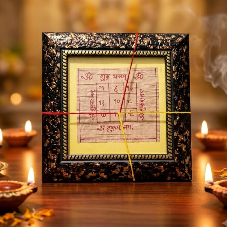 Shukra yantra - Energized Made On Bhojpatra - Frame Size 4 By 4 Inch
