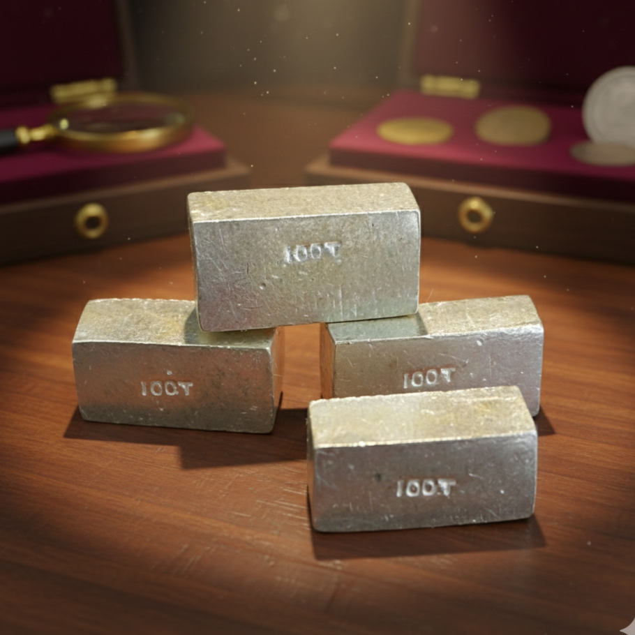Pure Silver Bricks 100 Percent Pure - Chandi Ki Eent 4 Piece Set 10 grams Each