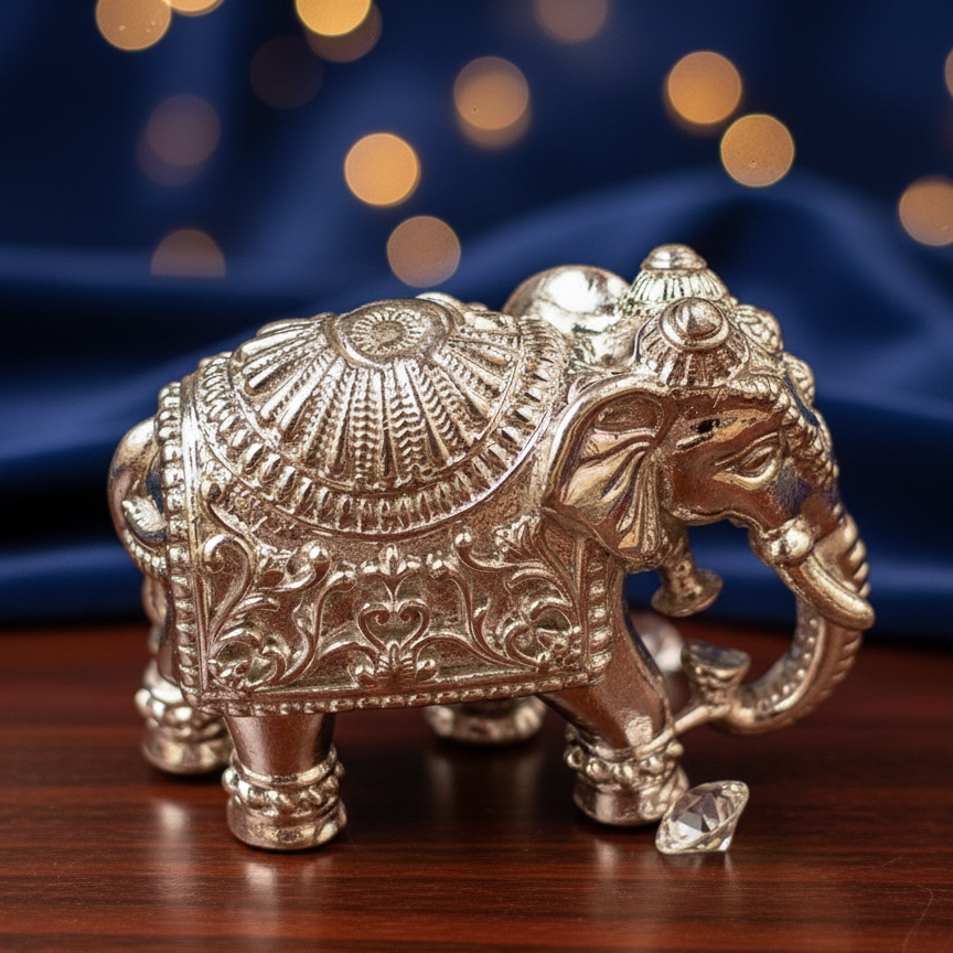 Silver Elephant 60 Grams – Solid Hathi For Rahu Upay