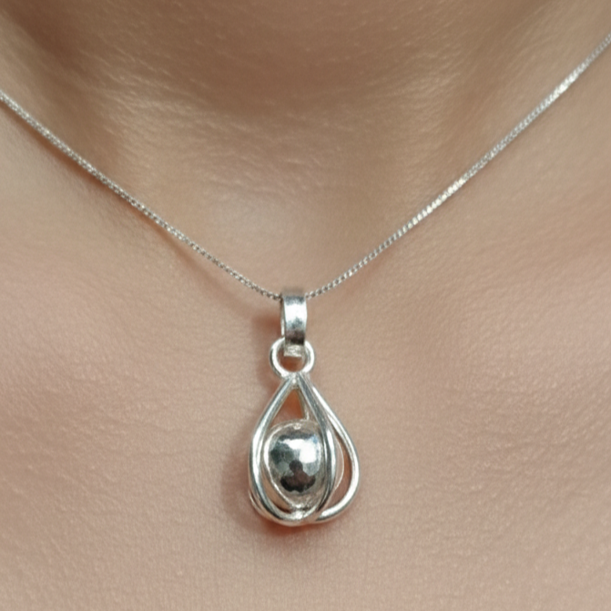 Silver Cage Ball Locket For Rahu – Pinjra Goli