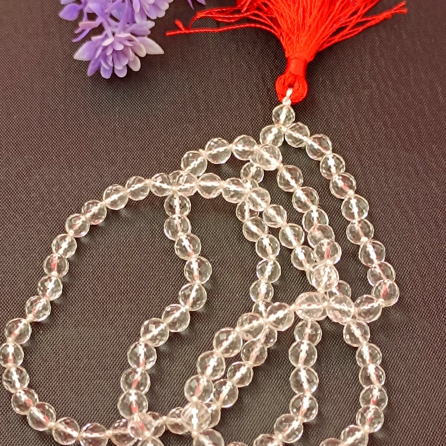 Sphatik Mala | Rock Crystal Mala | Crystal Quartz | Diamond Cutting
