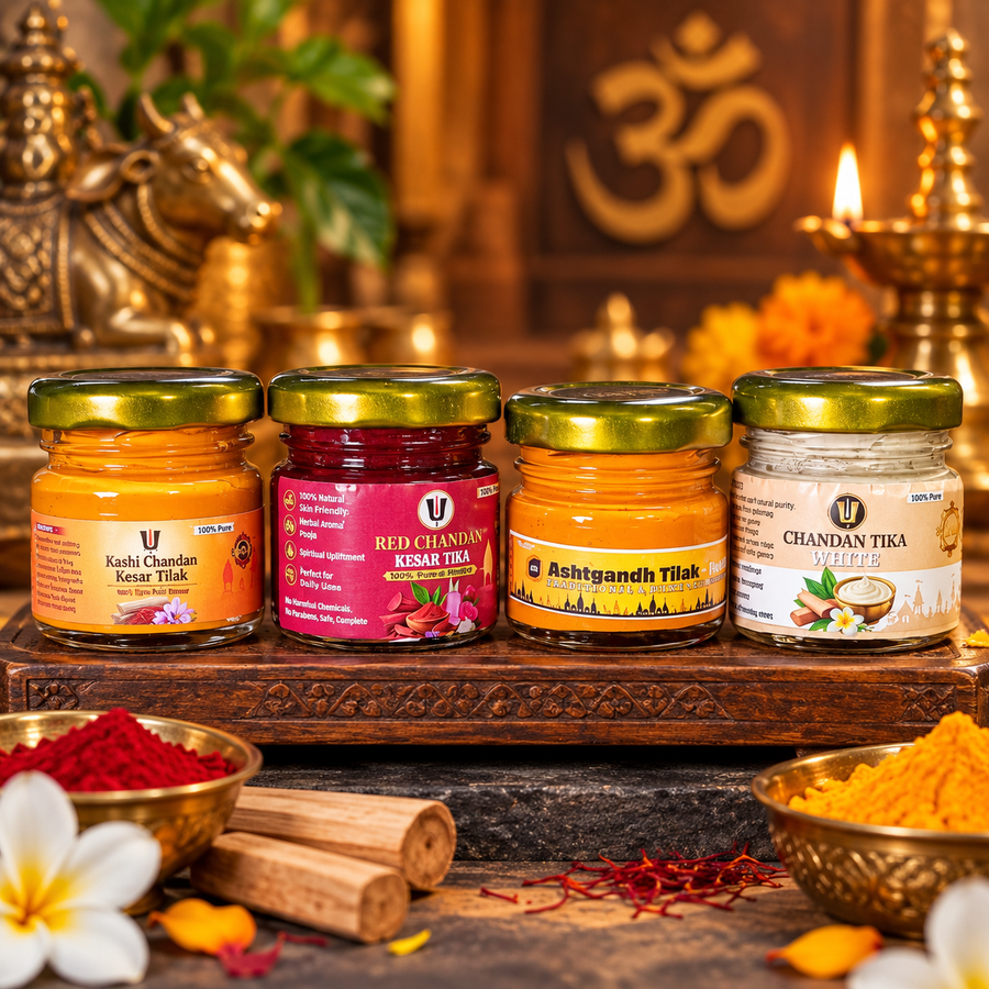 Tilak Combo 4 Piece Set For Daily Puja And Personal Use 50gm Each