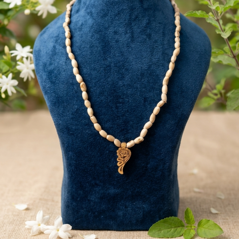 Tulsi Mala With Radha Name Locket 54 Beads For Wearing