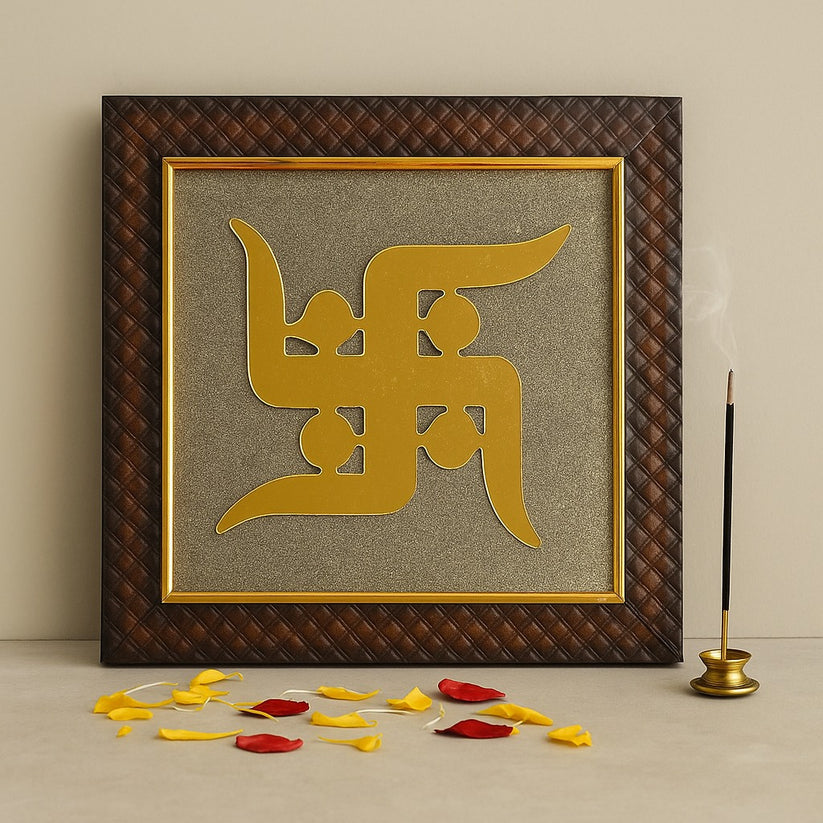 Swastik Pyrite Dust Plate with Wooden Frame 7*7 inches ...