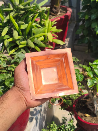 Copper Havan Kund - 5 Piece Set - Stand, Panchpatra, Achmani, Plate for Havan