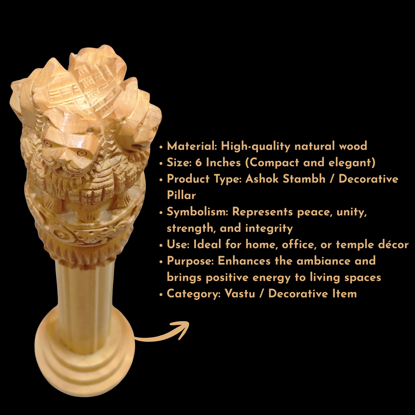 Ashoka Pillar (Ashoka Stambh) – Symbol of Authority, Government Support & Political Success | Vastu & Spiritual Energy Decor