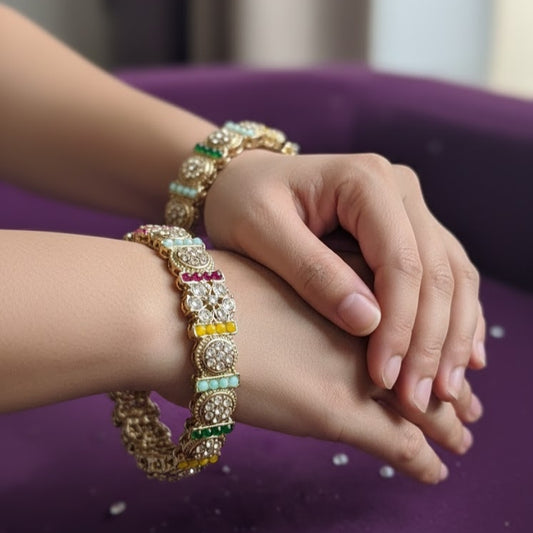Antique Look Bangles With Premium AD Work