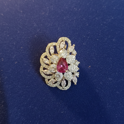 Ruby Red Cocktail Ring With Premium AD Stones